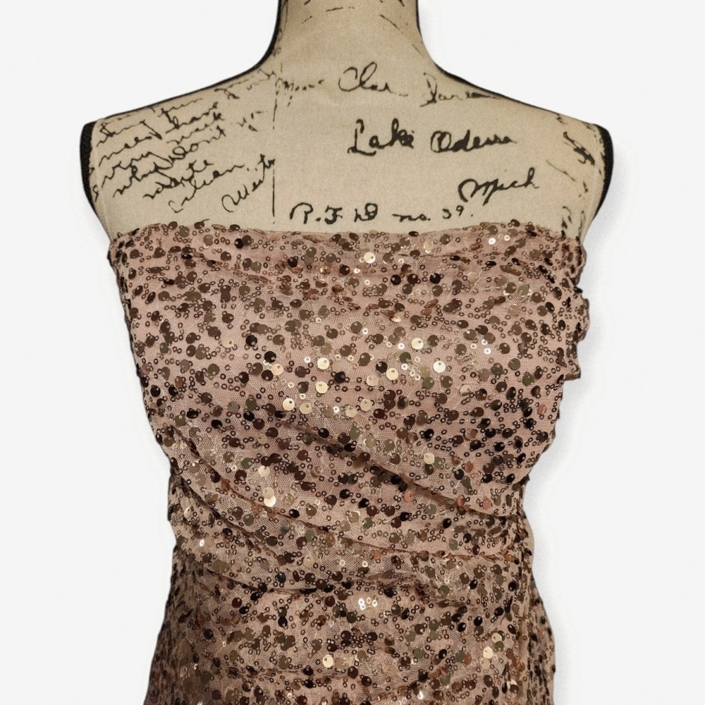 Jump Apparel Strapless Mauve And Rose Gold Sequin Gown View 4